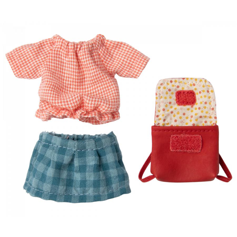 Clothes for Big Sister Mouse - Shirt, Skirt & Red Bag