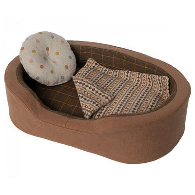Dog Plush Basket - Brown-Soft Toys-Maileg-Yes Bebe