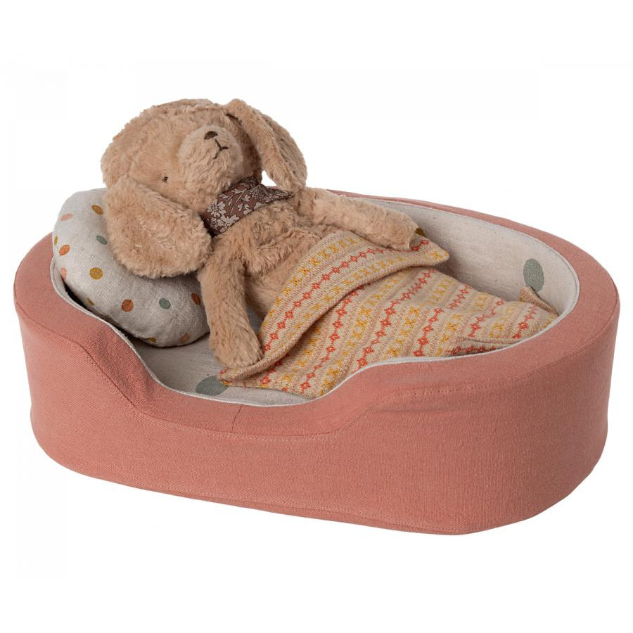Dog Plush Basket - Coral-Soft Toys-Maileg-Yes Bebe