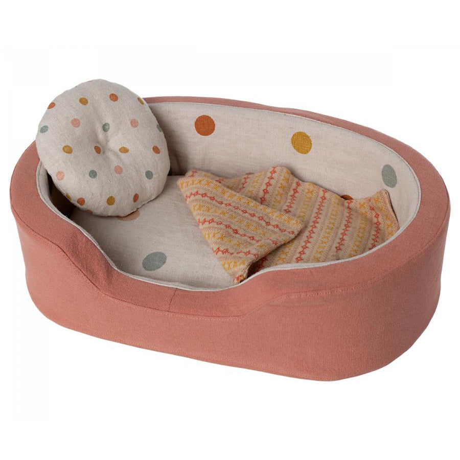 Dog Plush Basket - Coral-Soft Toys-Maileg-Yes Bebe