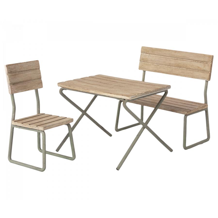 Miniature Garden Table Set with Chair & Bench