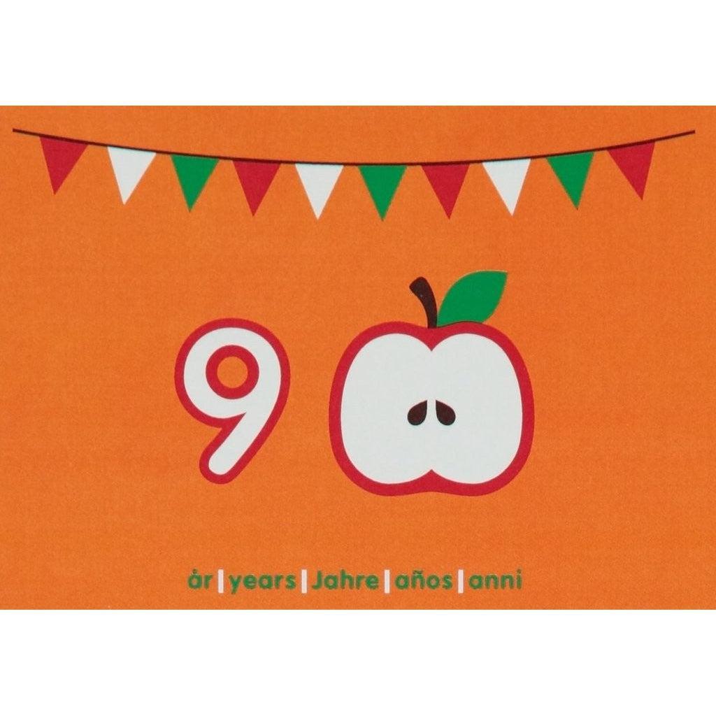Maxomorra Birthday Card - Apple - 9 Years