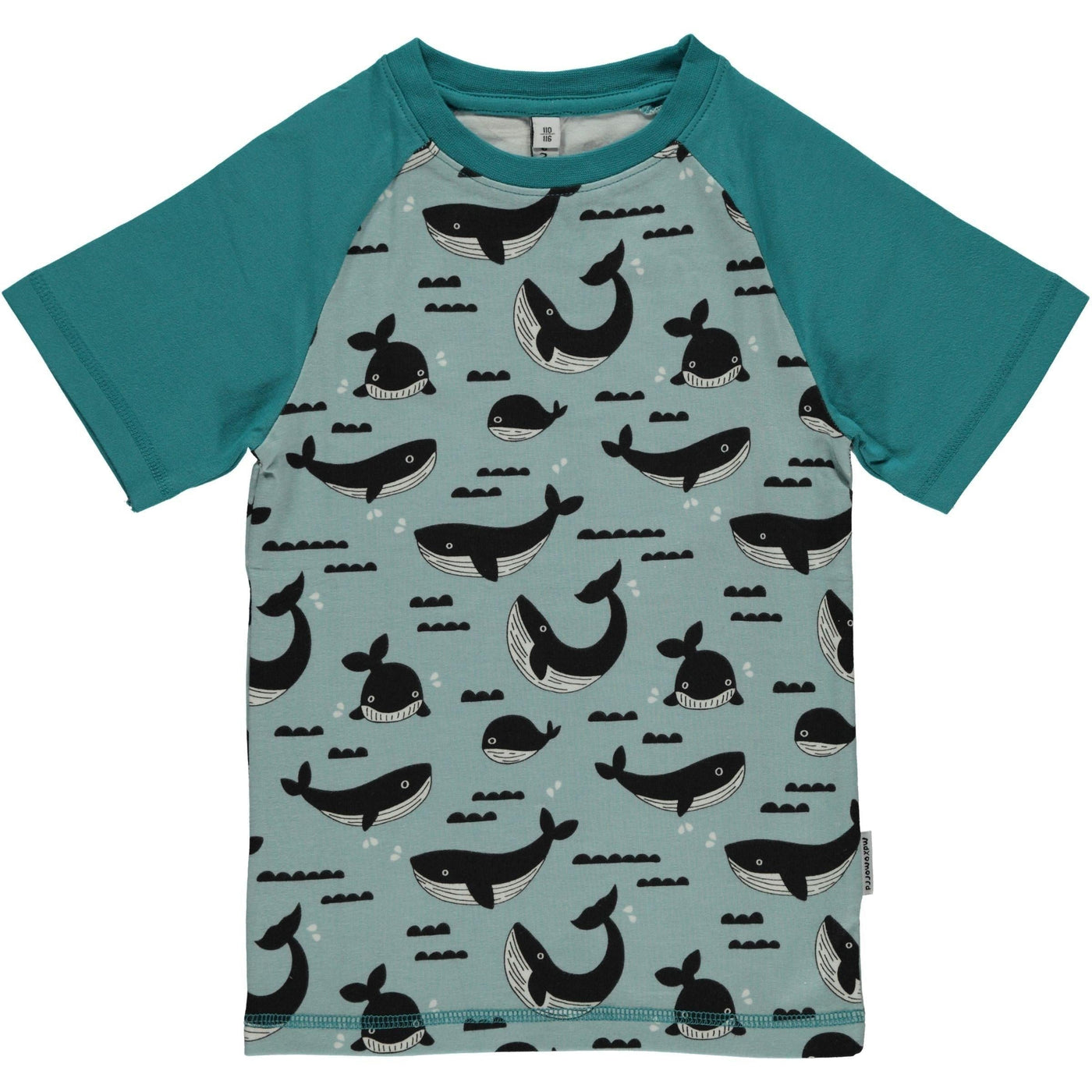Maxomorra Top Short Sleeves Slim - Whale Ocean