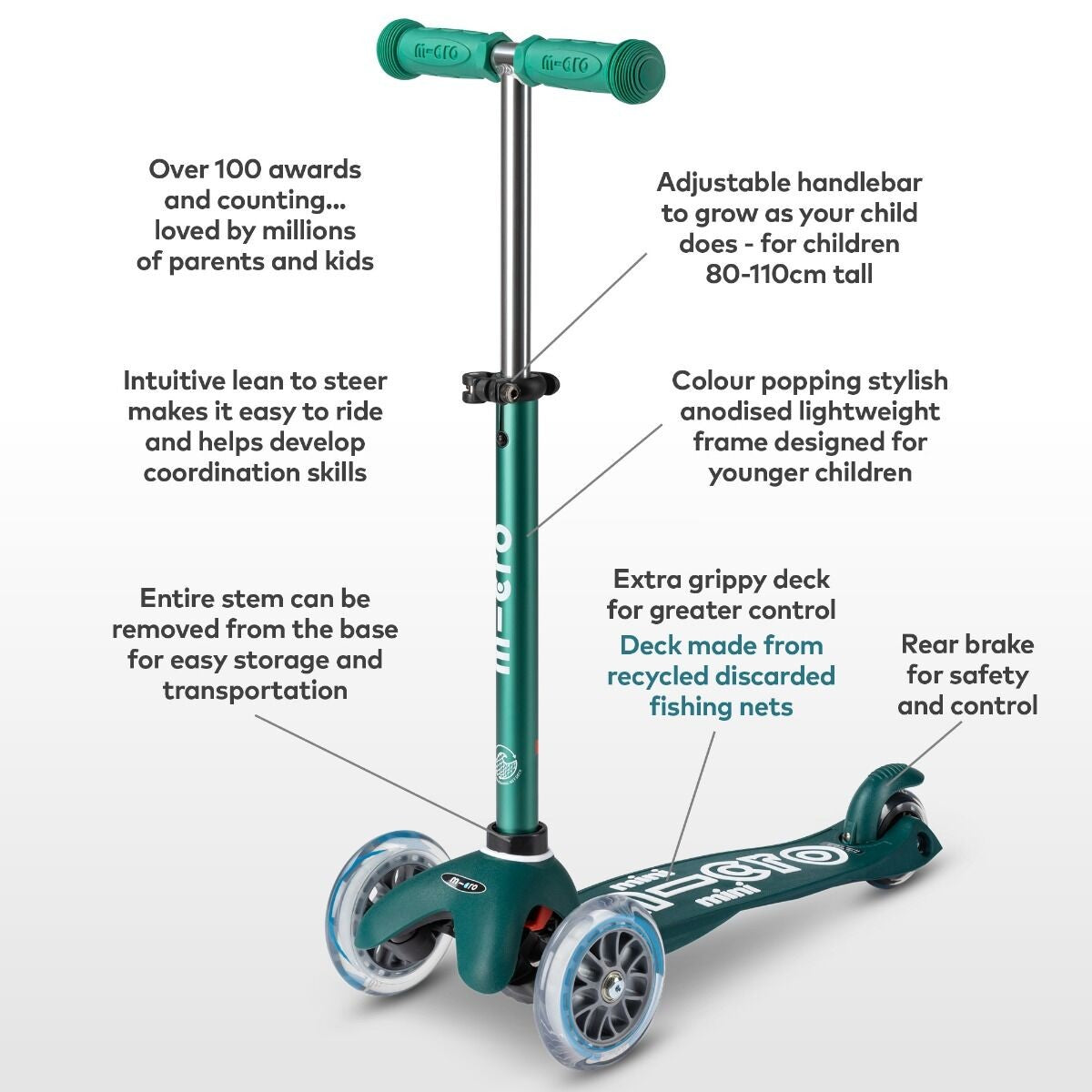 Mini Micro Eco Scooter Green