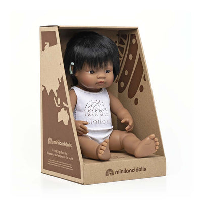 Miniland Hispanic Boy Doll with Hearing Aid - 38cm