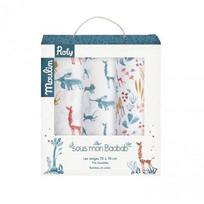 Set Of 3 Muslin Squares - Sous Mon Baobab-Moulin Roty-Yes Bebe