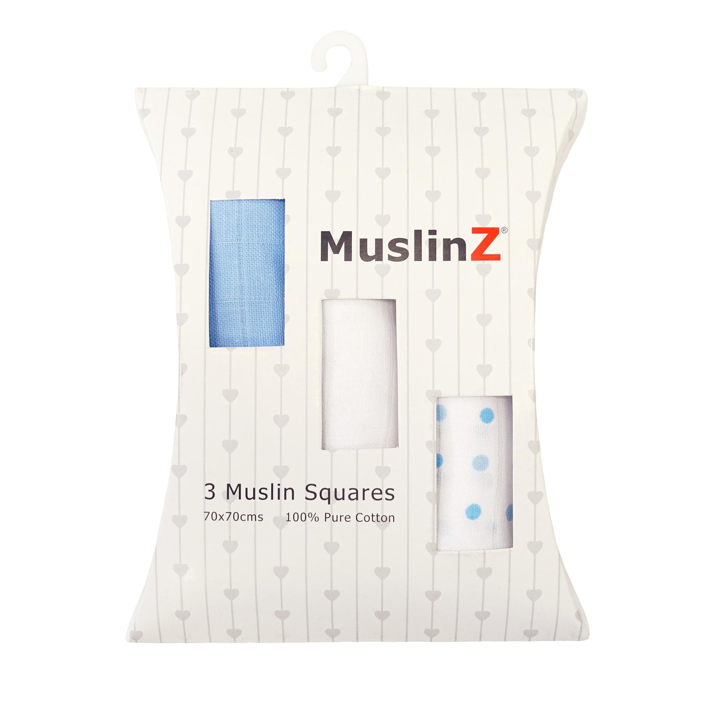 MuslinZ 3 Pack Muslin Squares 70 x 70 - Blue Combo