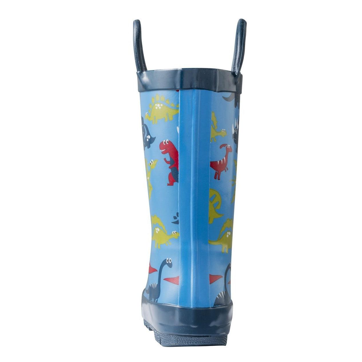 OAKI - Blue Dinosaurs Loop Handle Rubber Rain Boots