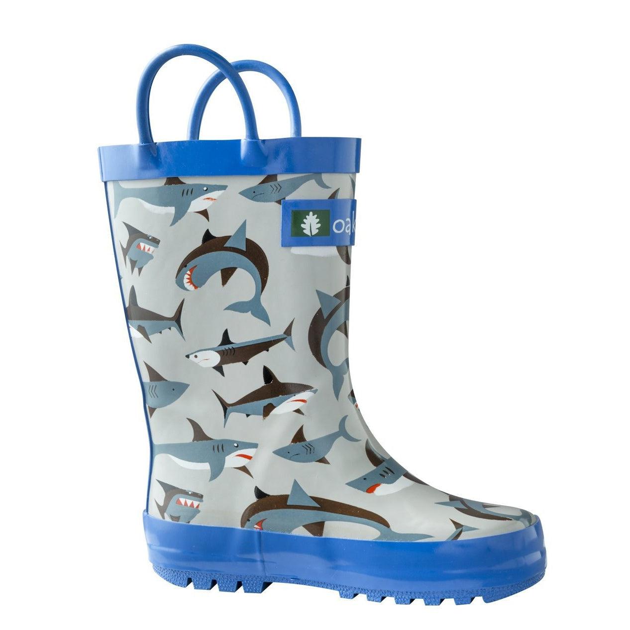 OAKI - Shark Frenzy Loop Handle Rubber Rain Boots