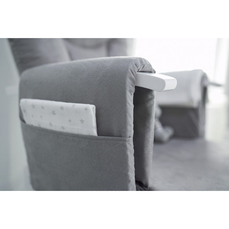 Deluxe Reclining Glider Chair And Stool White With Grey Cushions