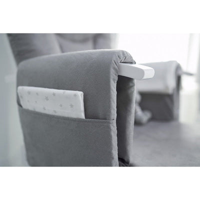 Deluxe Reclining Glider Chair And Stool White With Grey Cushions