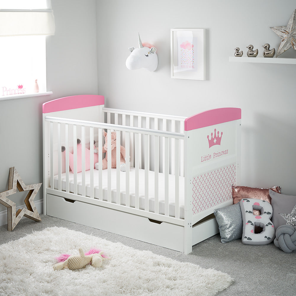 OBABY Grace Inspire Cot Bed Underdrawer Little Princess at Yes