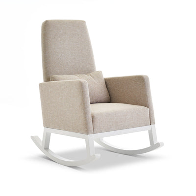 High Back Rocking Chair White with Oatmeal Cushions