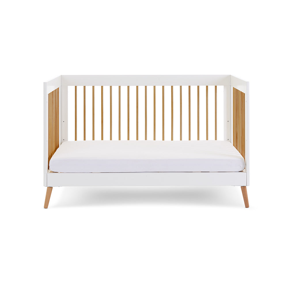 Maya Cot Bed - White With Natural Wood