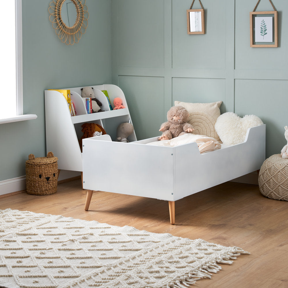 Maya Single Bed - White With Natural Wood