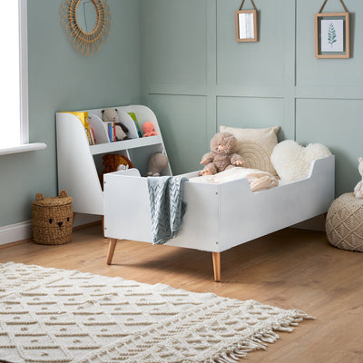 Maya Single Bed - White With Natural Wood