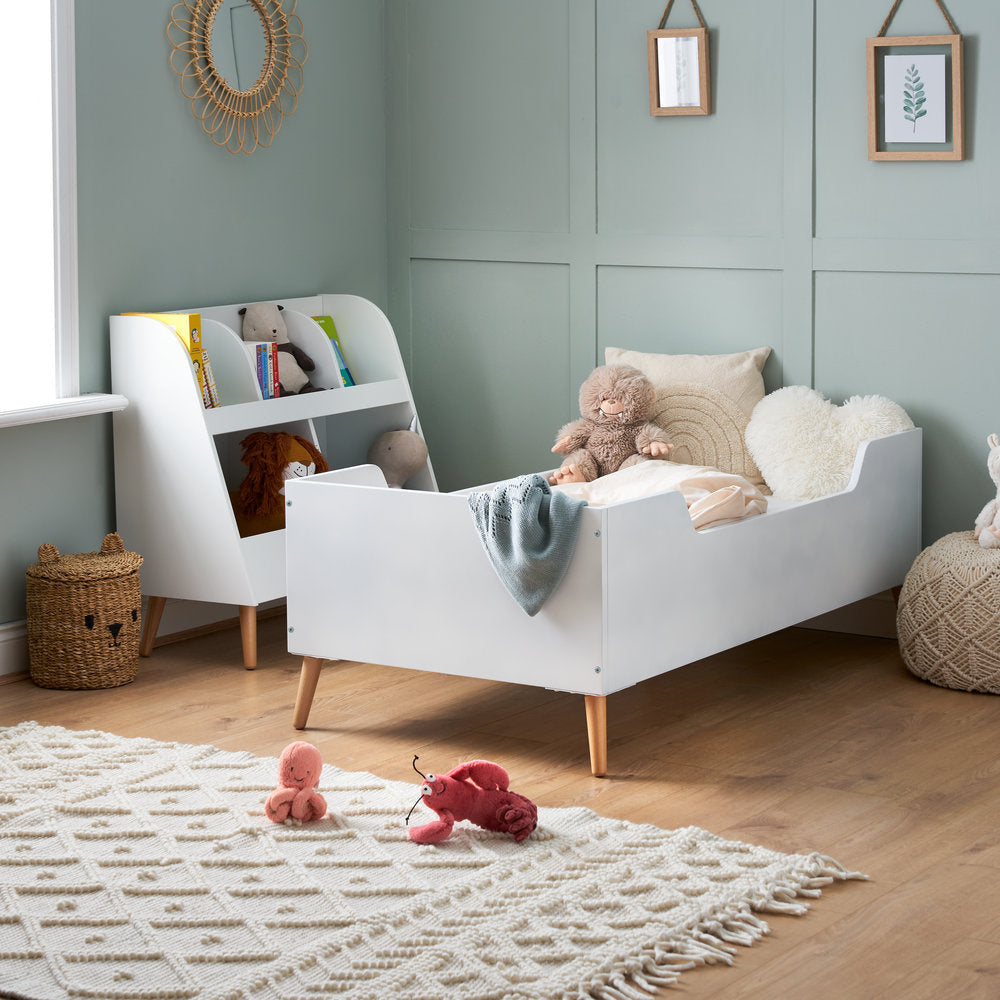 Maya Single Bed - White With Natural Wood