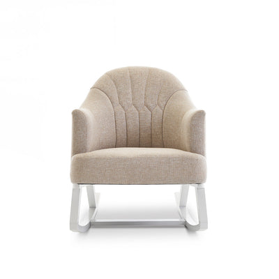 Round Back Rocking Chair White With Oatmeal Cushions