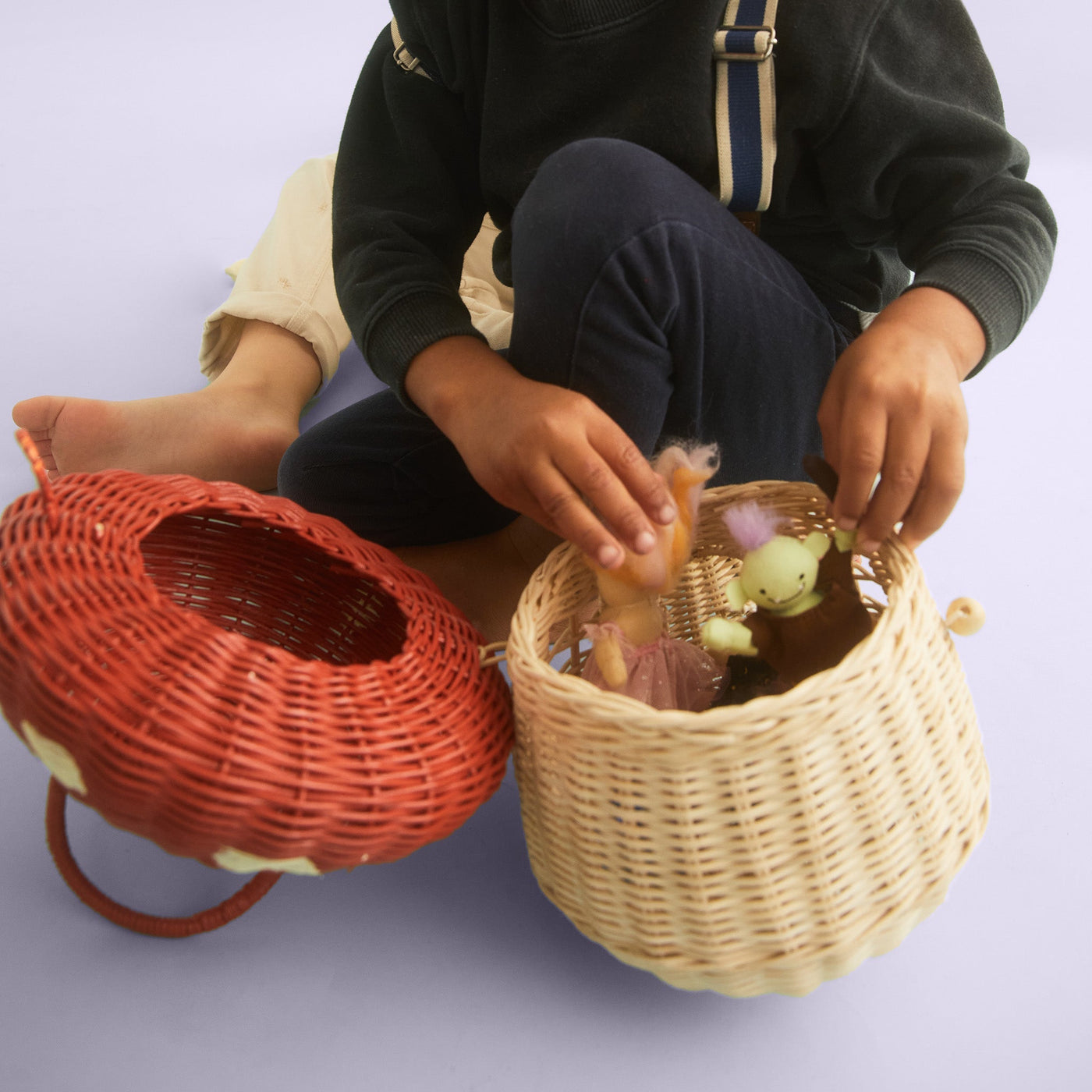 Red Rattan Mushroom Basket