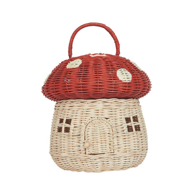 Red Rattan Mushroom Basket