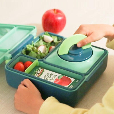 OmieBox - Green Meadow - Bento Box for Kids Insulated Bento Lunch Box with Leak Proof Thermos Food Jar