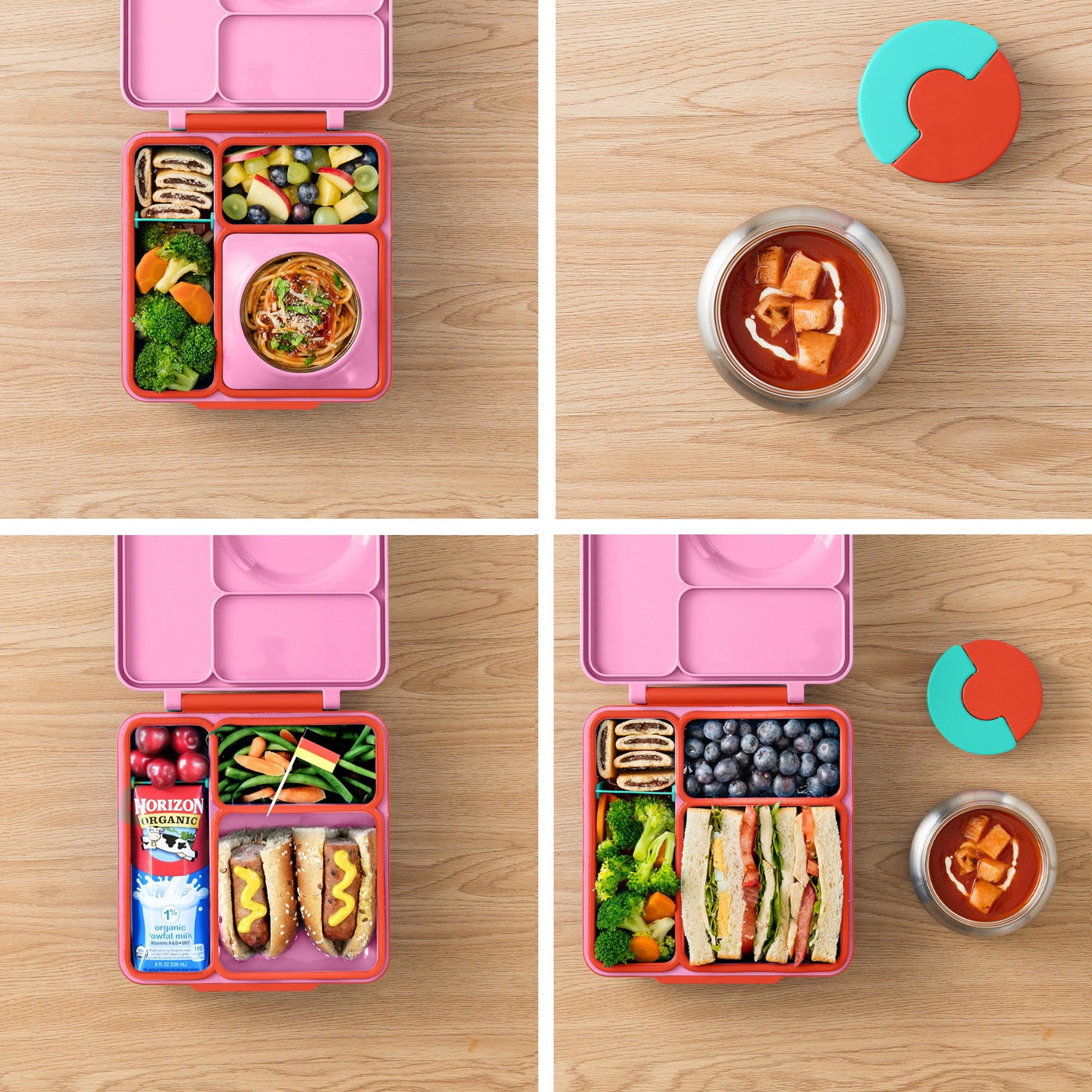 OmieBox - Pink Berry - Bento Box for Kids Insulated Bento Lunch Box with Leak Proof Thermos Food Jar