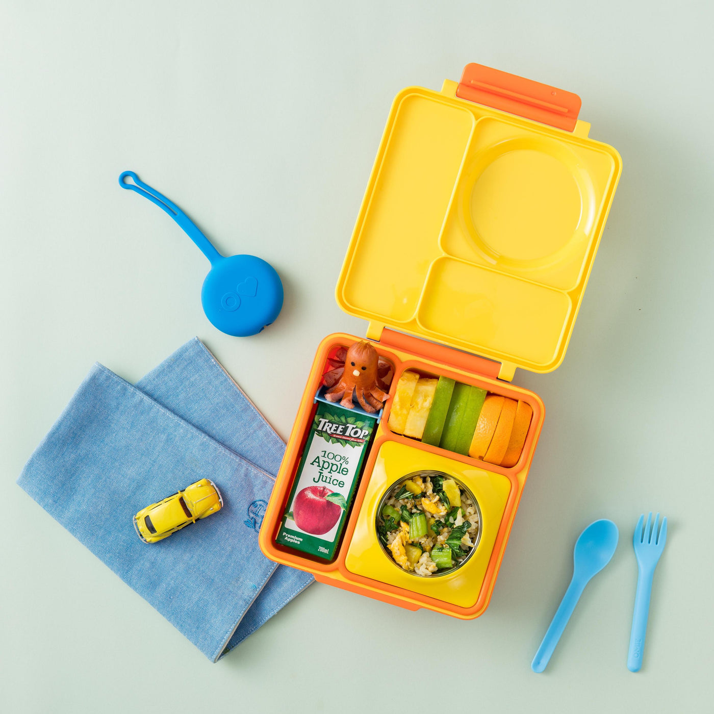 OmieBox - Yellow Sunshine - Bento Box for Kids Insulated Bento Lunch Box with Leak Proof Thermos Food Jar
