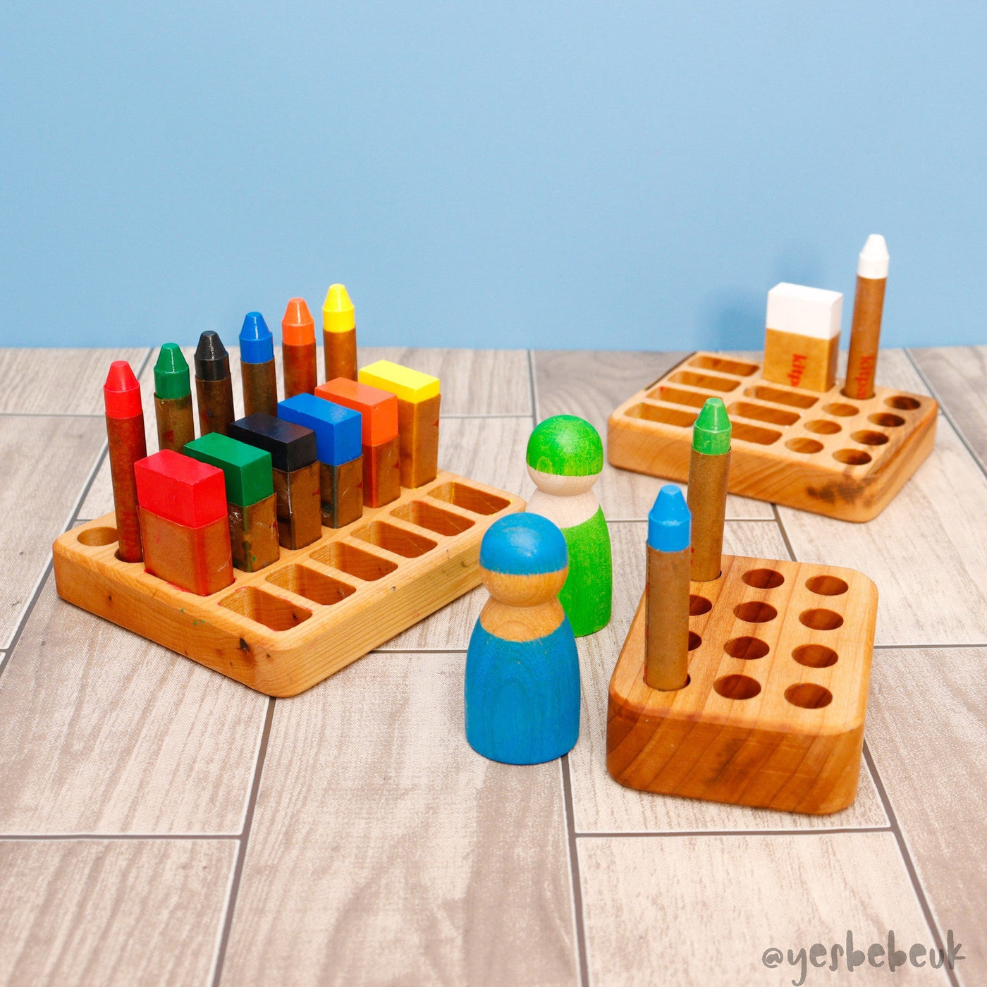 Wooden Crayon and Pencil Holders 16 Pieces by Oyuncak House
