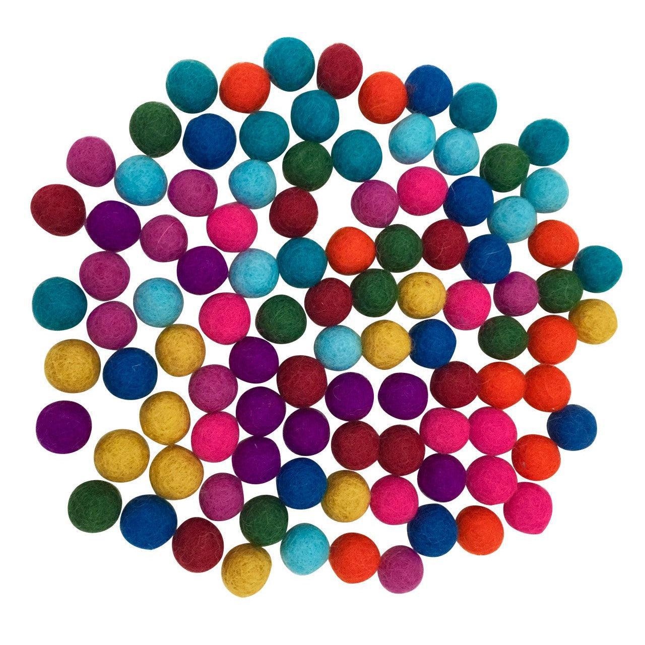 Papoose Rainbow Balls - Felt - 3.5cm - 7 Pieces