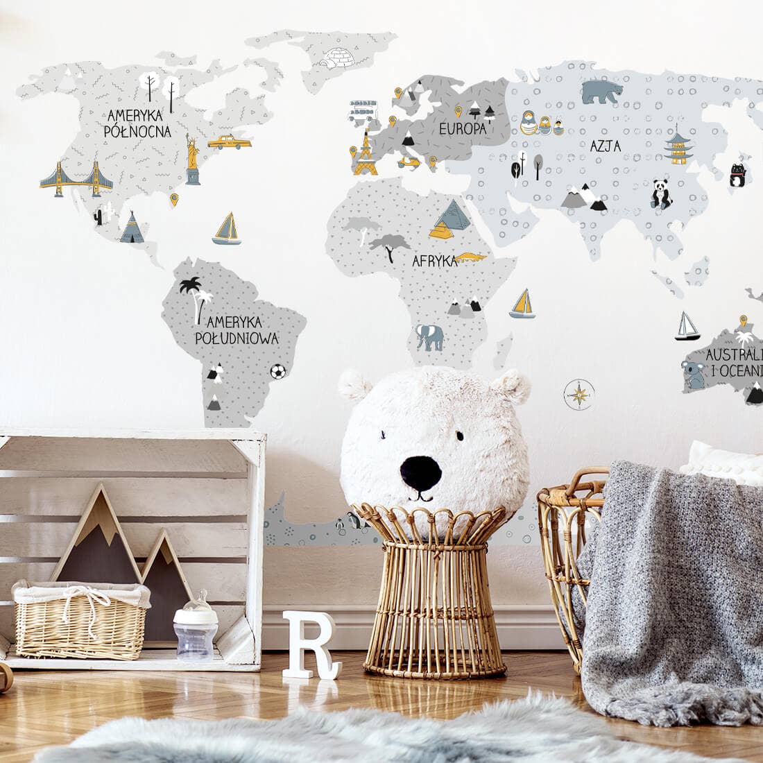 Wall Sticker - Grey Map