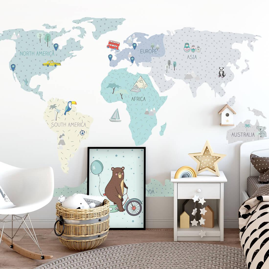 Wall Sticker - Mint Map