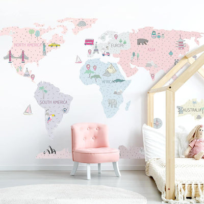 Wall Sticker - Pink Map