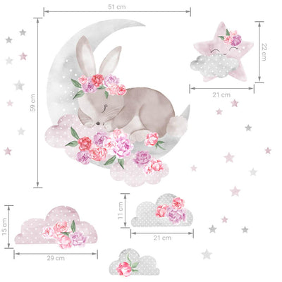 Wall Sticker - Slepping Bunny Pink