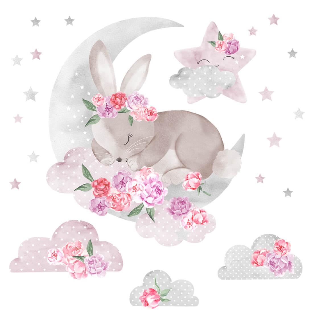 Wall Sticker - Slepping Bunny Pink