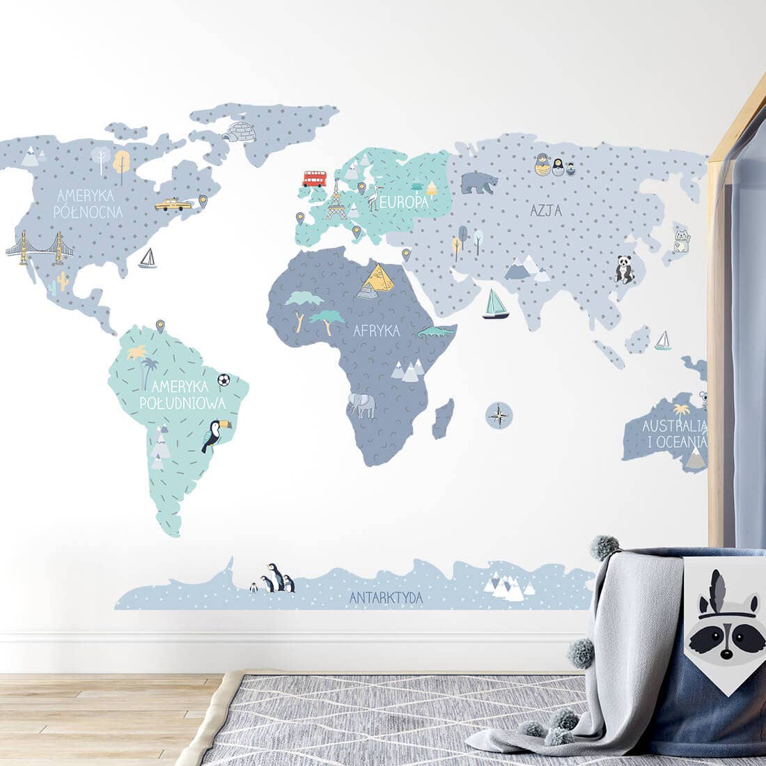 Wall Sticker | World Blue Map Medium