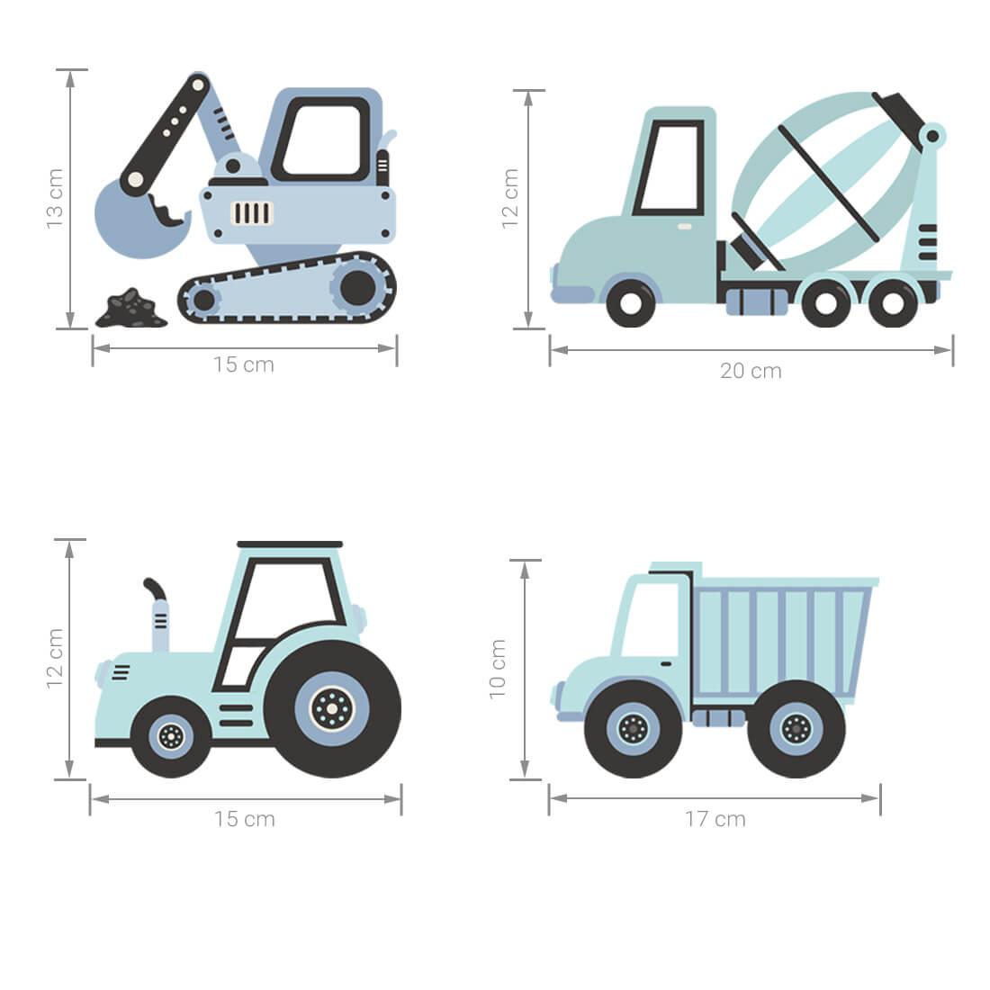 Wall Stickers - Blue Construction Vehicles