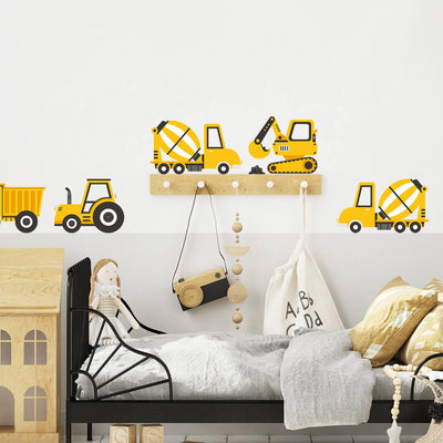 Wall Stickers - Yellow Construction Vehicles