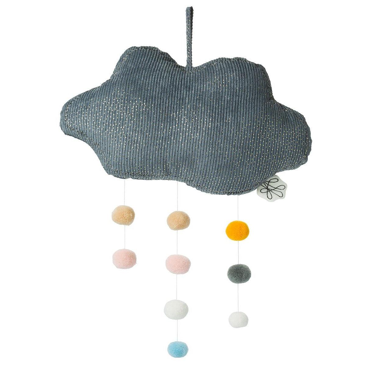 Picca Loulou Corduroy Cloud (Grey) With Pompons - 34 cm