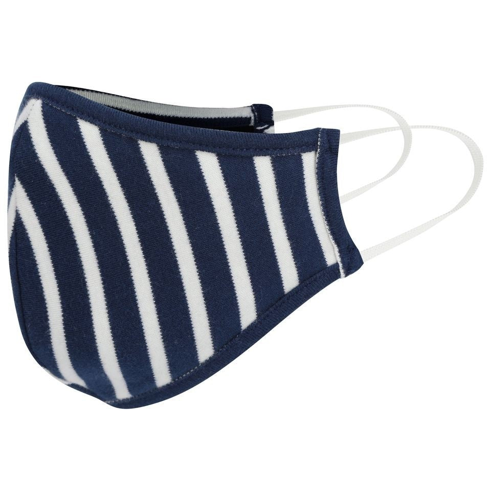 Piccalilly Kid's Face Covering - White & Navy