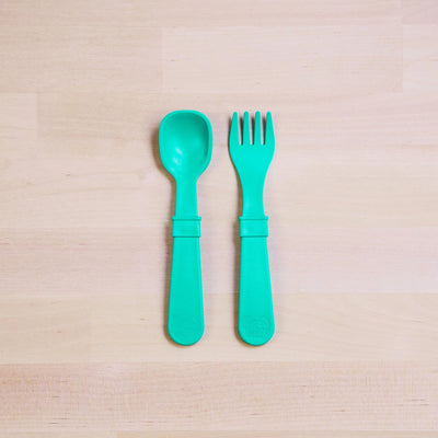 Re-Play Recycled Fork and Spoon - Aqua