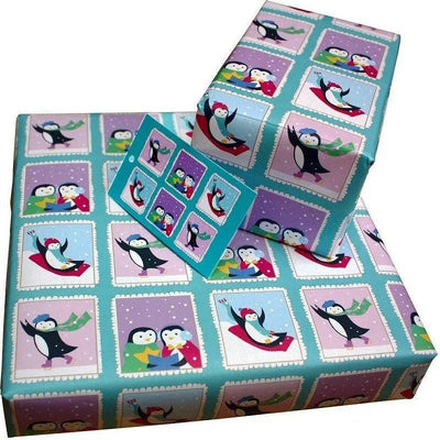 Christmas Penguins by Vicky Scott - Wrapping Paper with Gift Tag
