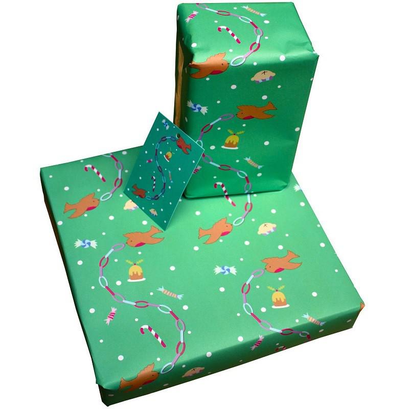Christmas Robins by Vicky Scott - Wrapping Paper with Gift Tag