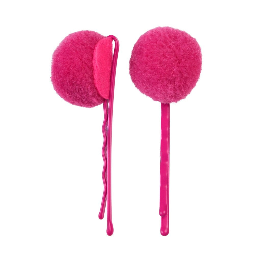 Pink Pom Pom Hairclips - Pack of 2