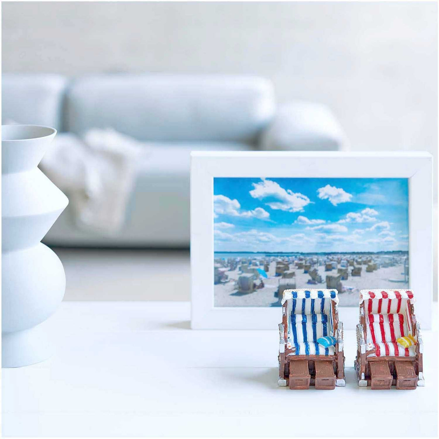 Decorative Beach Chair for Crafts - 6.5cm - Blue & White