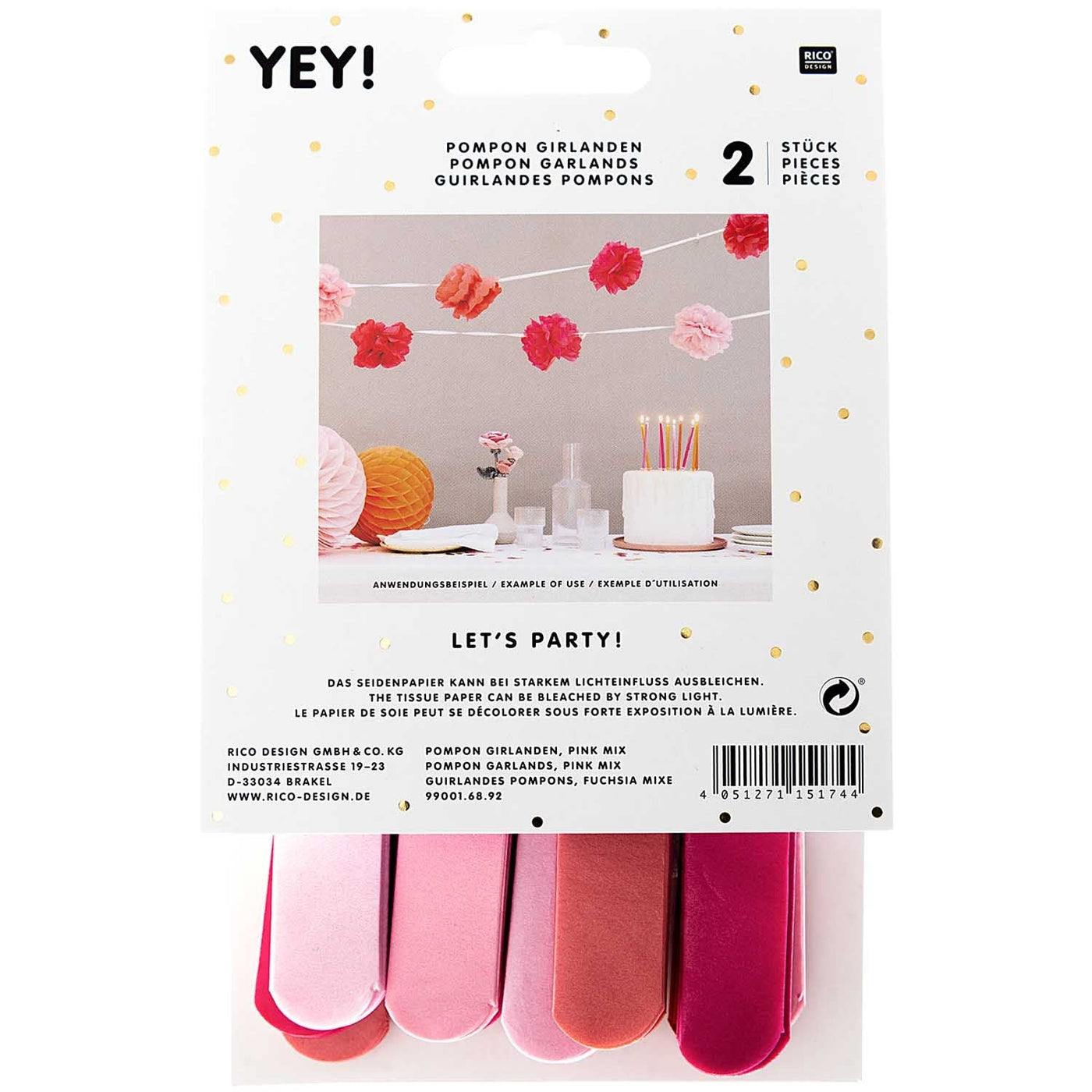 Decorative Garland Kit - Tissue Paper Pompons - Pink