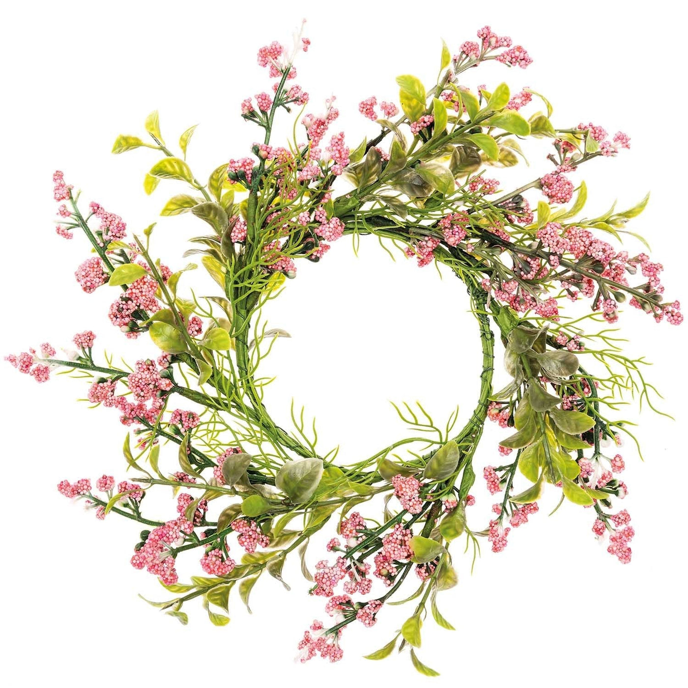 Decorative Mini Flower & Berry Wreath - 10cm - Pink
