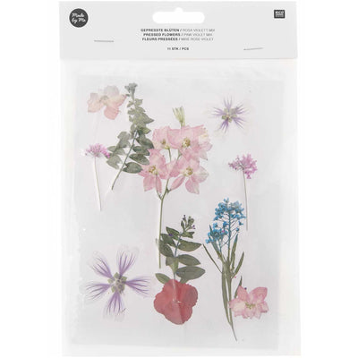 Decorative Pressed Flowers For Crafting - Mix Set Pink Violet