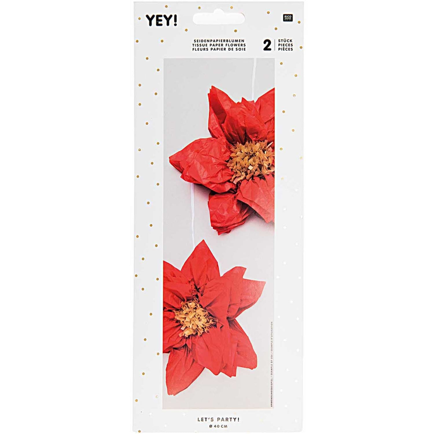 Decorative Tissue Paper Flowers - Large Red Poinsettia - Pack of 2
