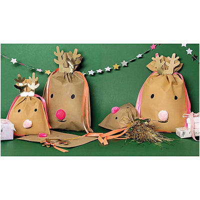 Gift Bag - Small - Light Brown Reindeer - 20x30cm