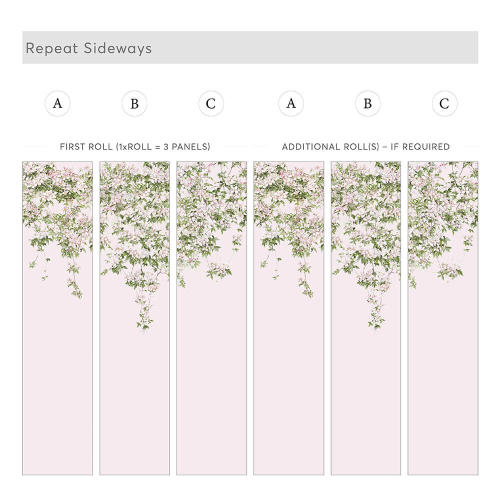 Classic Clematis Mural Wallpaper - Pink